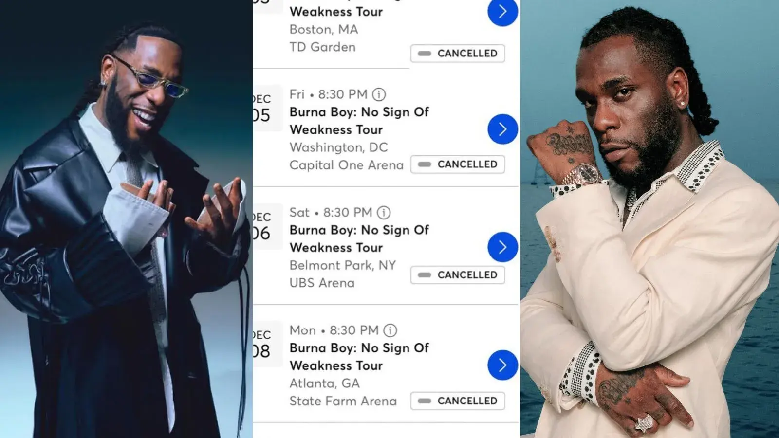 Burna Boy Cancels U.S. Shows as Ticket Sales Collapse After Controversial Ejection of Sleeping Fan Burna Boy Cancels U.S. Shows as Ticket Sales Collapse After Controversial Ejection of Sleeping Fan