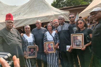 ADC Presidential Aspirant Peter Obi Attends Burial of Ihiala Brothers Who Perished in Great Nigeria House Lagos Inferno