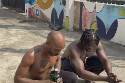 (Photos) VeryDarkMan and Seun Kuti Visit Fela’s Gravesite, Offer Rams in Tribute to Afrobeat Legend