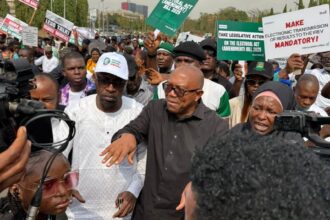 Peter Obi Leads Peaceful Protest at National Assembly, Demands Sweeping Electoral Reforms for Credible Elections