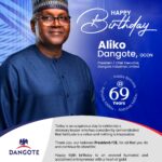 Tinubu Celebrates Aliko Dangote on Birthday, Praises Contributions to Nigeria’s Industrial Growth Tinubu Celebrates Aliko Dangote on Birthday, Praises Contributions to Nigeria’s Industrial Growth