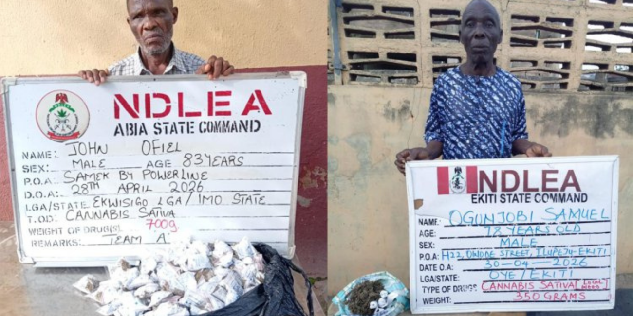NDLEA Arrests Two Grandpas Over Drug Trafficking in Ekiti, Abia NDLEA Arrests Two Grandpas Over Drug Trafficking in Ekiti, Abia