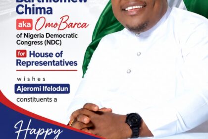 OmoBarca Greets Ajeromi–Ifelodun Constituents on June 12, Urges Nigerians to Sustain Democratic Gains OmoBarca Greets Ajeromi–Ifelodun Constituents on June 12, Urges Nigerians to Sustain Democratic Gains