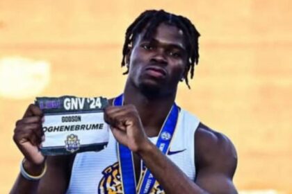 Former Nigerian Sprint Star Godson Oghenebrume Sentenced to 27 Months in U.S. Prison Over Illegal Firearm Possession