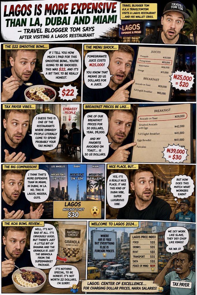 Lagos Restaurant Prices More Expensive Than LA, Dubai and Miami, Says Travel Blogger Lagos Restaurant Prices More Expensive Than LA, Dubai and Miami, Says Travel Blogger