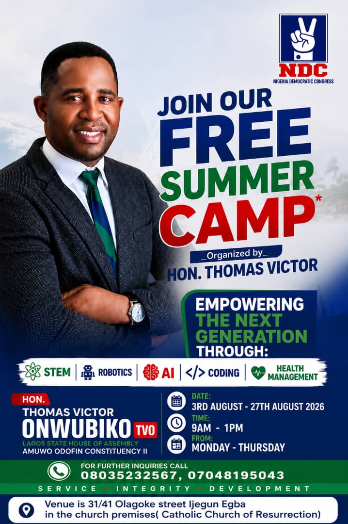 (Video) NDC Candidate, Thomas Victor Onwubiko Launches Free Summer Camp to Equip Amuwo-Odofin Students with STEM, AI, Robotics and Coding Skills